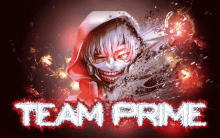 a picture of a person with a mask and the words team prime on the bottom