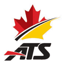 a red , yellow and black logo with a maple leaf and the word ats on a white background .