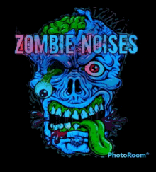 a picture of a zombie with the words zombie noises written on it