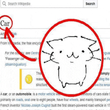 a drawing of a cat is displayed on wikipedia