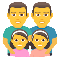 a cartoon illustration of a family with two girls