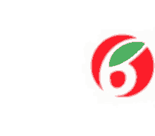 a red circle with a green leaf in the middle and a number 6 inside of it .