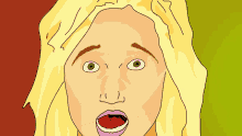 a cartoon drawing of a woman with a surprised expression on her face