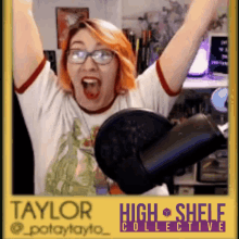 a taylor high shelf collective poster with a woman holding a hair dryer