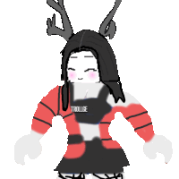 a drawing of a girl with antlers and a trollge shirt