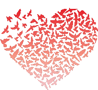 a heart made up of birds on a white background