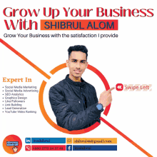 a poster that says grow up your business with shifrul alom