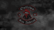 a logo for the outlaws san andreas mc with a cowboy