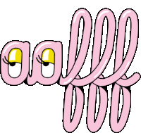 a cartoon drawing of the word aoll with a yellow eye