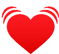 a red heart with two waves coming out of it on a white background