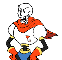 a cartoon drawing of papyrus wearing a cape