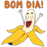 a cartoon drawing of a banana with the words bom dia written above it