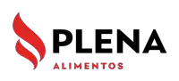 a logo for plena alimentos with a red flame in the middle