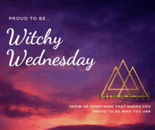 a poster for witchy wednesday shows a sunset