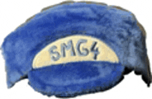 a blue hat with the word smg4 embroidered on it