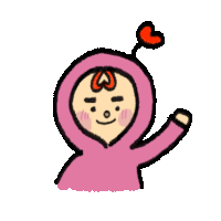 a cartoon drawing of a person wearing a pink hoodie