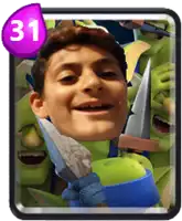 a clash of clans card with a boy holding a spear and the number 31