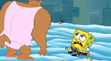 a nickelodeon cartoon shows spongebob and a bear