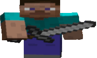 a minecraft character is holding a sword in his hands