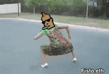 a pixel art of a person dancing on a skateboard on a street .