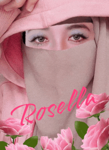 a woman wearing a hijab with the name rosella on the bottom right