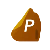 the letter p is on a brown rock