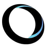 a black circle with a blue stripe on it