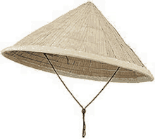 a close up of a straw hat with a string around it on a white background .