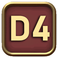 a red square with the letter d4 in gold