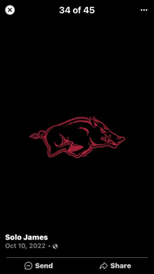 a picture of a red boar on a black background on a facebook post .