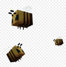 three minecraft bees are flying in the air