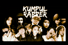 a group of people standing in front of a sign that says kumpulan rapper on it