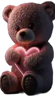 a brown teddy bear is holding a pink heart in its paws