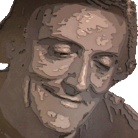 a drawing of a man 's face with a few spots of white on it