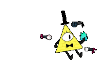 a drawing of bill cipher from gravity falls with a top hat and a bow tie