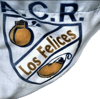 a close up of the los felices logo on a white cloth