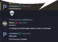 a screenshot of a conversation between jannesbest and hiorac