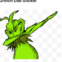 a picture of a grinch dab sticker with a white background