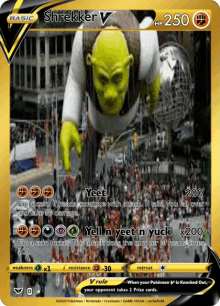 a pokemon card that says shrekker v has a picture of shrek on it