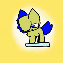 a cartoon drawing of a dog with blue wings