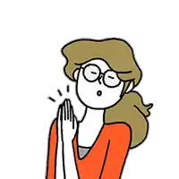 a cartoon of a woman wearing glasses praying with her hands folded