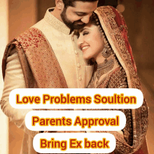 a picture of a bride and groom with the words " love problems soultion parents approval bring ex back "