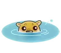 a cartoon of a bear swimming in a body of water