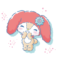 a pink bunny with a flower on its head