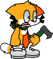 a cartoon fox is holding a hammer in his hand