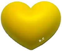 a yellow heart with a.c written on it