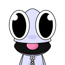 a cartoon character with a pink tongue sticking out wearing a hoodie