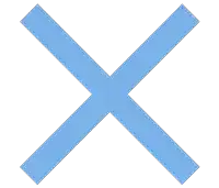 a blue cross on a white background that looks like an x