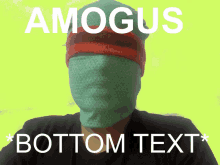 amongus bottom text with a person wearing a beanie