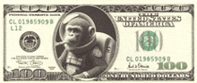 a monkey is on the front of a 100 dollar bill